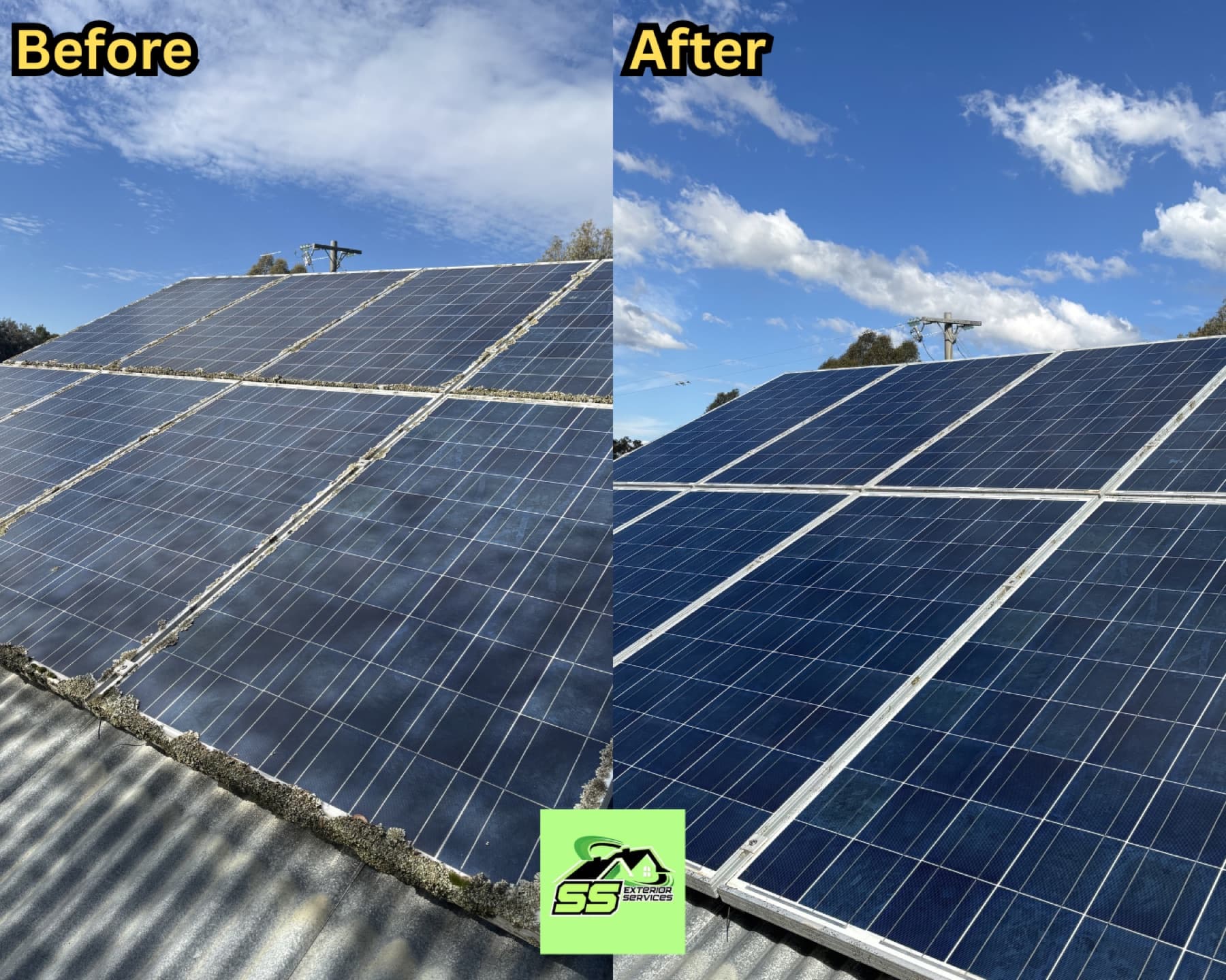 Solar panel cleaning by SS Exterior Services in Kilmore and Mitchell Shire