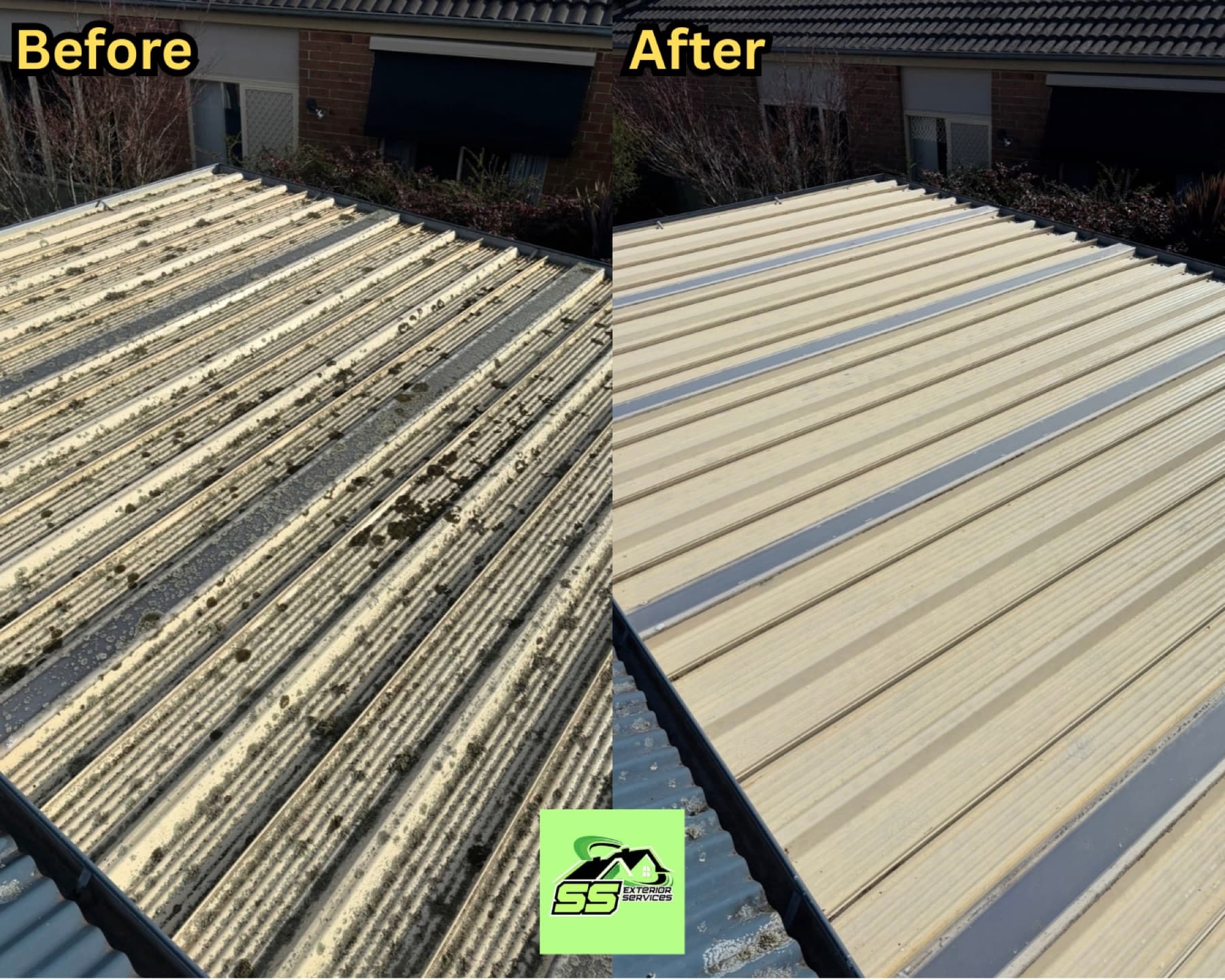 Roof softwashing by SS Exterior Services in Kilmore and Mitchell Shire